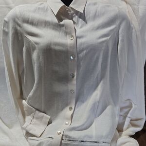 Soft Surroundings Cream Button-Down Shirt
